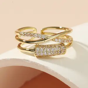 18K gold plated adjustable ring  Micro-paved zircon design with a unique irregular shape. Stylish, classy, and gives that luxury high-end look