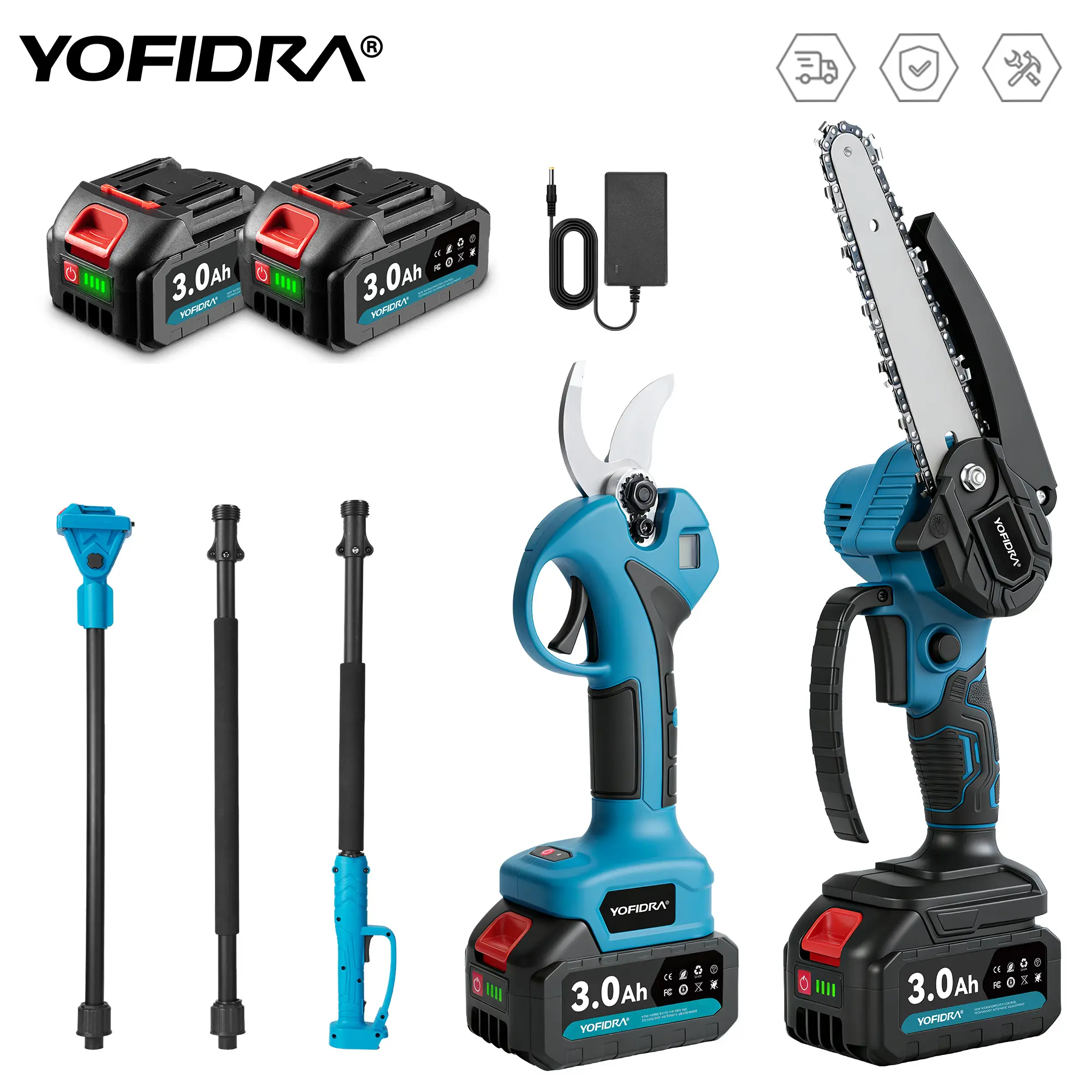 2.4m 3-Section Brushed Pole Saw & Pruner