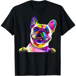 Frenchie French Bulldog Pop Art Portrait Bouledogue T-Shirt