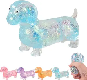 Glittery Soft Dachshund Squishie, Malt Candy-Style Stress Relief Squeeze Toy for Kids