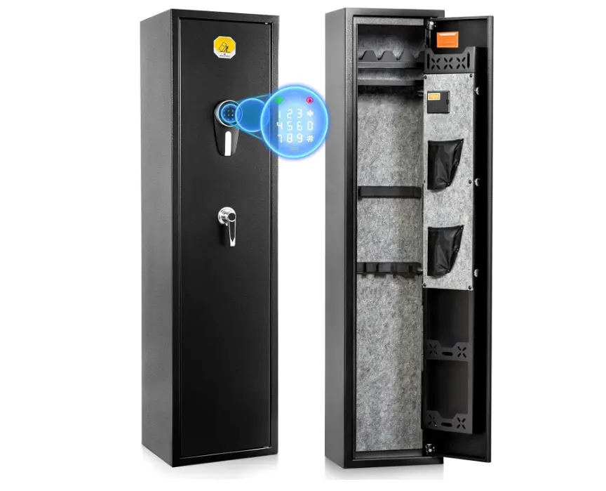 BlackSmith 5 Long Safe Cabinet for Pistols and long lockbox,Quick Access 2 safe Rack Dual Alarm Password Memory 16 Gauge Alloy Steel(Digital Keypad-5)