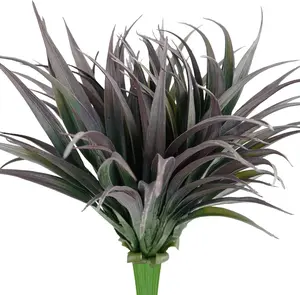 6Pcs Artificial Grass Fake Plants 17.3in Outdoor Plants UV Resistant Faux Greenery Stems Fake Grass for Home Window Garden Office Patio Pathway Front Porch Halloween Décor Green & Black