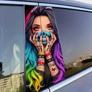 2 cool girl car stickers, easy to tear and easy to stick B-pillar protective decals, car B-pillar decal accessories, Multipurpose Car Decal, Sticker For Cars, Car Decorative Sticker