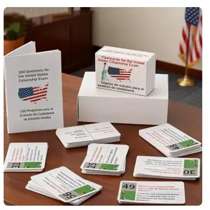 U.S Citizenship Flash Cards-English/Spanish,Naturalization Study Guide with 100 US Civics Questions & Answers, US Civics Test Flash Cards Combo Set, Set with Bilingual Booklet Flashcards college school supplies