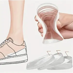 1pair Transparent Silicone Gel Insoles, Non-slip Shock Absorption Foot Pads, Soft And Elastic Heel Inserts For Increasing Height