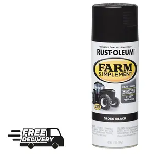 Rust-Oleum 280123 Farm & Implement Spray Paint, 12 oz, Gloss Black (Pack of 1)