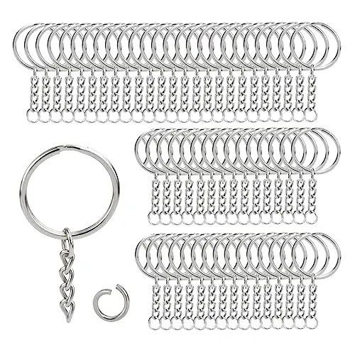 100Sets Silver 1 inch keychain rings wit