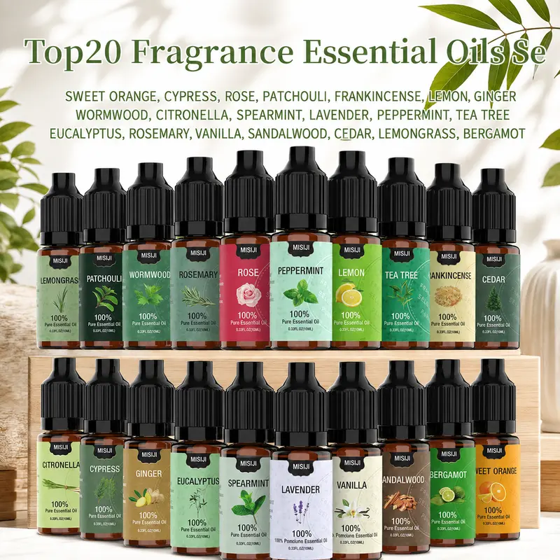 Aromatherapy Essential Oils Set with Multiple Scents - 10/20 Pcs Lavender Extract Scented Oils (10ML/20ML) for Diffuser, Humidifier, Health and Wellness, Relaxing Gifts for Women, Various Pack Sizes