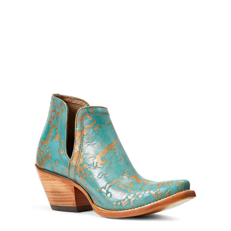 Ariat Women's Dixon Western Bootie, Handcrafted Leather Ankle Boot with Cutout Sides and ATS Technology, Shoe, Footwear, Walking Shoes, Fabric, Slip On