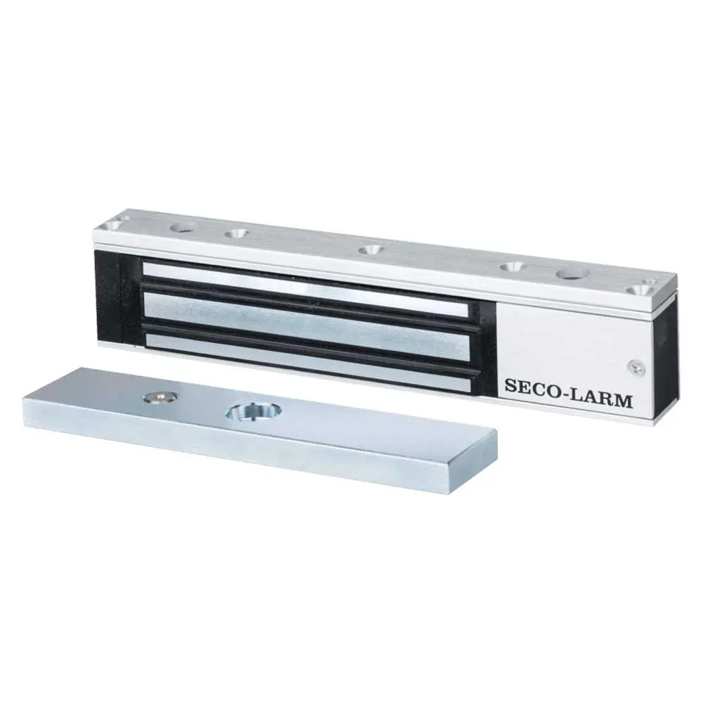 SECO-LARM E-941SA-300RQ 300-lb Heavy-Duty Aluminium Electromagnetic Security Lock, 12/24VDC Selectable, Detachable Faceplate, No Residual Magnetism, MOV Surge Protection, Adjustable Mounting Bracket, Mounting Template for Tools & Hardware, Cabinets, Door