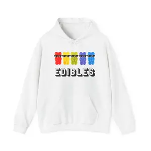 Hoodie Rainbow Edibles Gummy Bear THC/Weed/Cannabis/Pot/Marijuana Design for Stoners and 420 Lovers Cannabis Sweatshirt, Gift for Stoner Friends, Comfortable Casual Wear, 420 Apparel, Festival Clothing