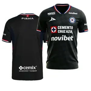 Cruz Azul 25/26 Away Black Jersey, Liga MX Short Sleeve Soccer Shirt for Men and Women, Fan Edition Kit