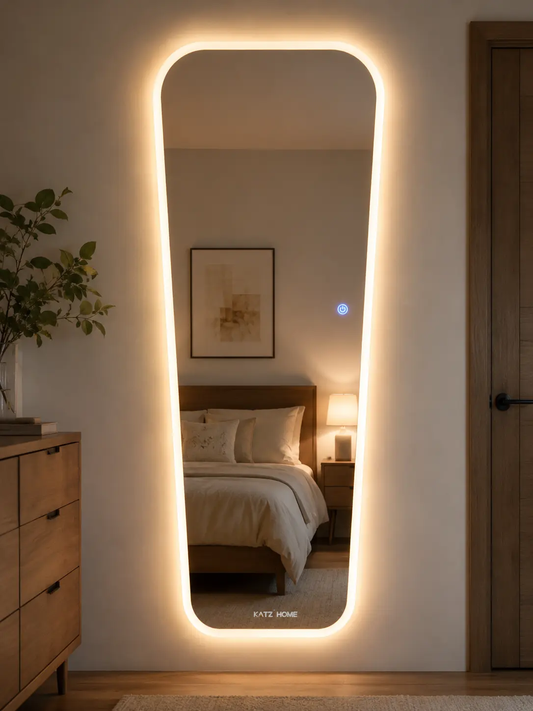 65"x25" Irregular LED Vanity Full Length Mirror, Modern Rounded Wall-Mounted Full Body Dressing Mirror with Tempered Glass, 3-Color Lighting, Touch Dimming & Soft Glow Design for Bedroom, Closet, Vanity Mirror