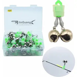 40 pcs Copper Catfish Fishing Pole Bells Clamp on Rod Tips, Screw in/Thread on/Clip on Available with Fishing Glow Sticks Fishing Strike Alert Bite Alarm