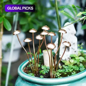 Mushroom Design Garden Stake, Rustic Decor Mushroom-Plants Figurines for Potted Plants, Alloy Garden Decor Sculptures, Flower Theme, Artisan Crafted Ornamental Mushrooms for Planters, Patio