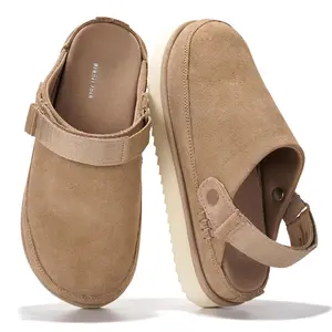 Genuine Leather Clogs For Women - Memory Foam Womens & Mules With Adjustable Straps Lightweight Platform Shoes Non-slip Slides (goldstar  Sansue 8) Sand Suede