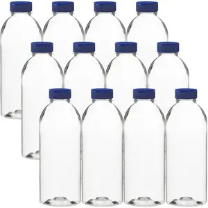 Clear Plastic Bottles 20oz PET Bottle with Flip-top Caps Made in USA - Pack of 12