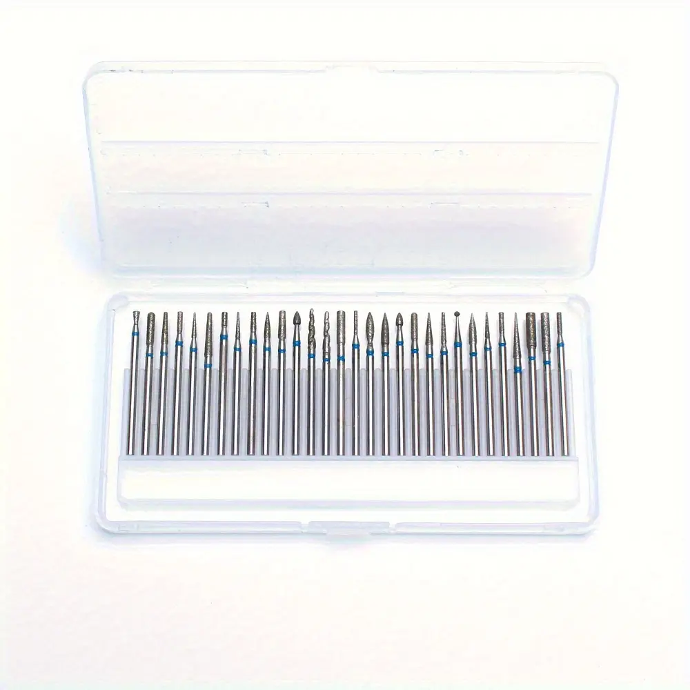 30pc Diamond Nail Drill Bits Milling Cutter Manicure Set Electric Burr Cutter Rotary Bit Nail File Cleaning Cuticle Nail Tools, Pedicure Remover For Acrylic Gel, Nails Polishing Tools, Nail Salon Supplies