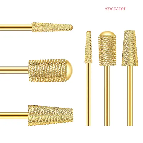 Nail Drill Bits Set, 3 Counts/set Nail Drill Bit, Professional Manicure & Pedicure Tool for Home DIY Manicure & Salon Use, Christmas Gift