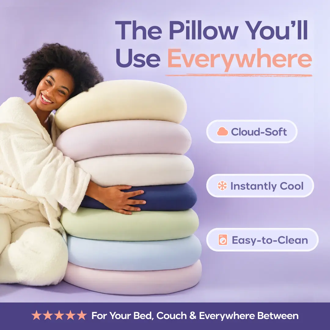 Mellow Sleep | Pebble Pillow | Soft, Plush & Supportive Pillow for Everyday Use | Breathable Cooling Comfort for Sleeping, Lounging, Napping & Relaxing | Cozy Household Essential