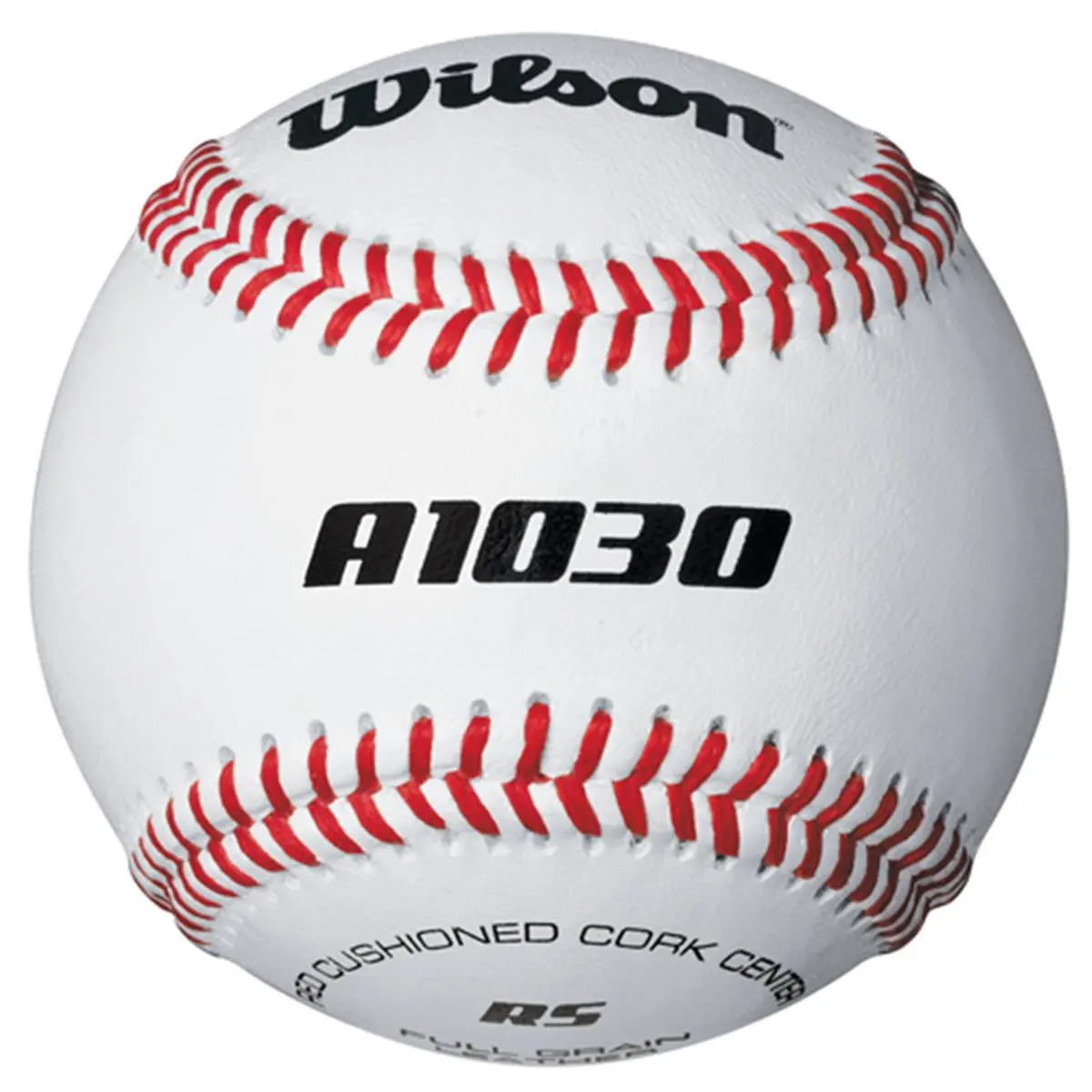 Grade C Full Grain Leather Baseballs for High School, A1030B Model with Raised Seams, Cushioned Cork Core and Grey Wool Windings