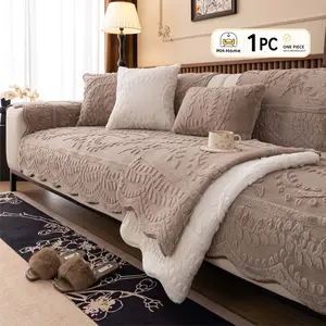 1 PC Embossed Floral Sofa Cover, Machine Washable Non Slip Couch Cushion, Washable Sofa Slipcover, Pet Friendly Universal Sofa Protector, Sofa Covers Available in Multiple Colors, Soft Plush Furniture Cover for Living Room Bedroom, Fits 2 3 Seater Sofas