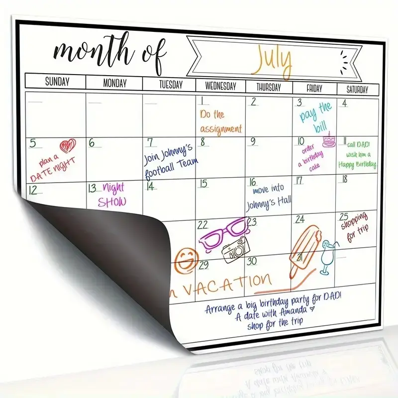 Fridge Calendar Magnetic, Dry Erase Calendar Whiteboard, Monthly Planner, Monthly Budget Planner, Weekly Planner Magnet for Kitchen Refrigerator, Home Decor