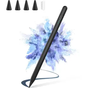 Stylus Pen for iPad 2025-2018  Charge  Pencil with Tilt Sensitivity & Palm Rejection &  Compatible iPad 11/10/9/8/7/6, Pad Air 3/4/5, Pro 12.9"/11", Mini 6/5, M2/M4 Black