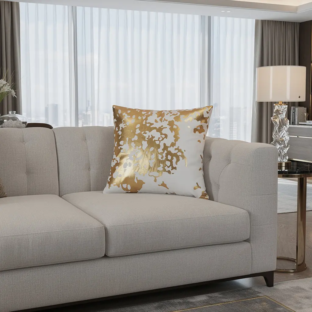 Inspire Me! Home Decor Elise Ivory Gold Lumbar Pillow