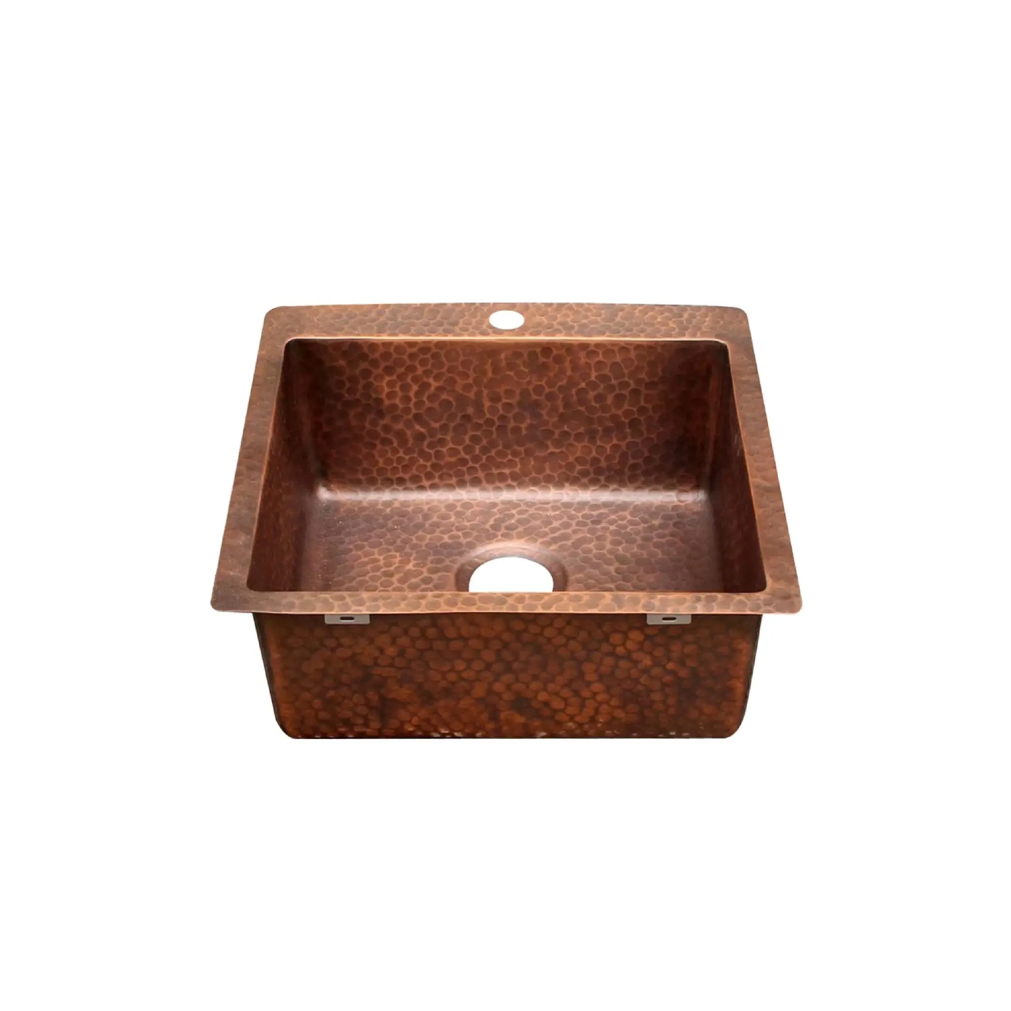 Akicon Custom Handcrafted Single Bowl Copper Top Mount Kitchen Sink