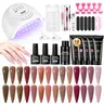 Jewhiteny Polygel Nail Kit - 15ML (4-4.9 fl oz), 14x12ml Builder Gel, UV Light Included, 4Week Nail Hold, Easy-to-Use DIY Home Manicure Selfcare Tools