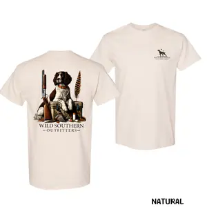 Hunting Dog T-Shirt– Wild S0uthern T-Shirt Featuring Springer Spaniel with Feather & Gear Design, Outdoor Country Apparel, Cozy Unisex Outfit, Gift for Bird Hunters
