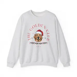 Golden Retriever Christmas Sweatshirt Cozy Holiday Crewneck Pet Lover Gift Dog-Themed Apparel Winter Fashion Cute Knit Casual Furry Animal Embroidered Hoodie