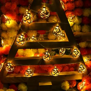 alikiki 2 Packs OM Symbol Diwali String Lights - USB Powered Metal Gold Warm White LED Electric Diyas for Diwali Gifts, Mandir, Temple, Altar, Shrine - Reusable Hindu Festival Wedding Puja Items