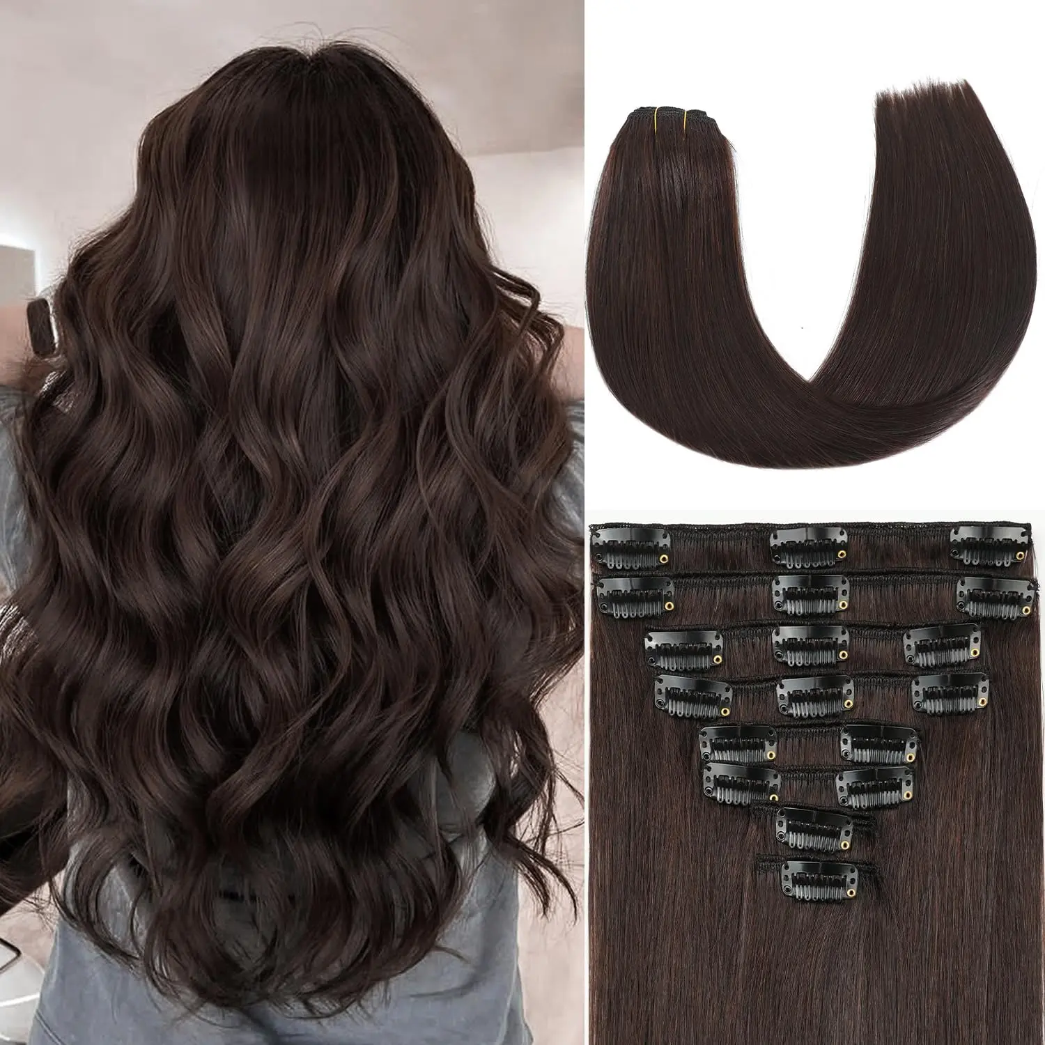 18 Inch Human Hair Extensions, 100g Glueless Wefts, Reusable Installation Full Shine Butterfly Weft 100% Real Human Hair Extensions  main image 2