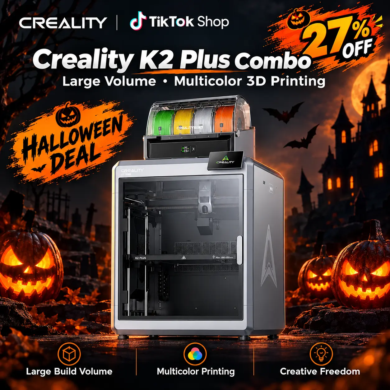 Creality K2 Plus Combo 3D Printer - Large Volume, Multi-Color