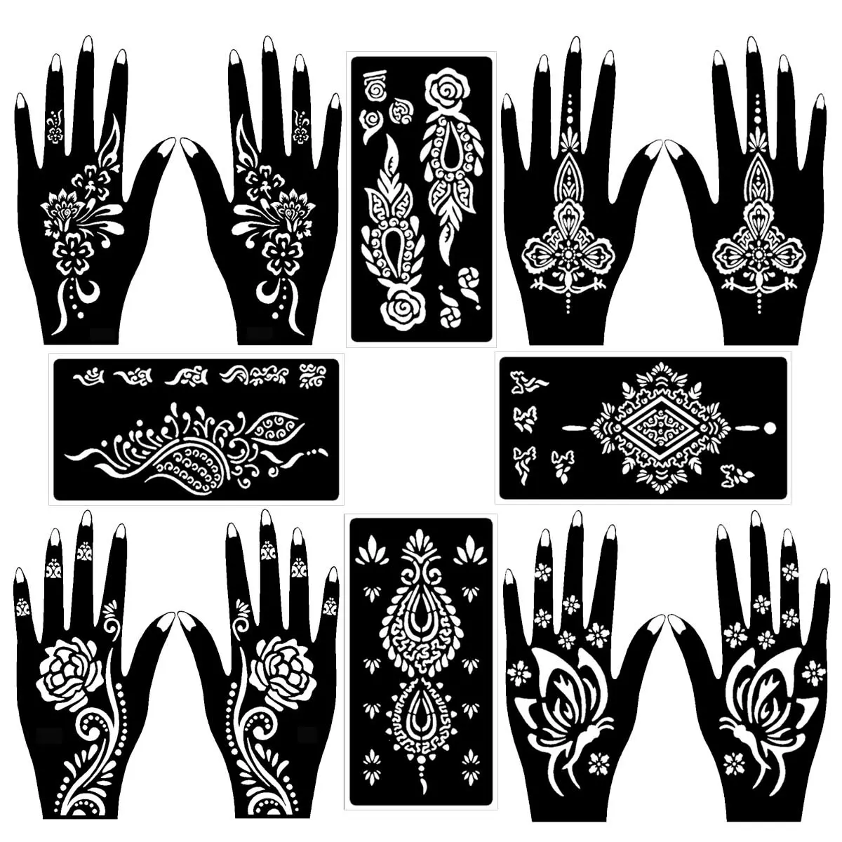 Floral Pattern Temporary Tattoo Stencil Kit, DIY Friendly, Versatile 12 Sheets Henna Tattoo Stencil Kit, Temporary Tattoo Hollow Template for Women & Girls, Body Art, Fun Fashion Forward