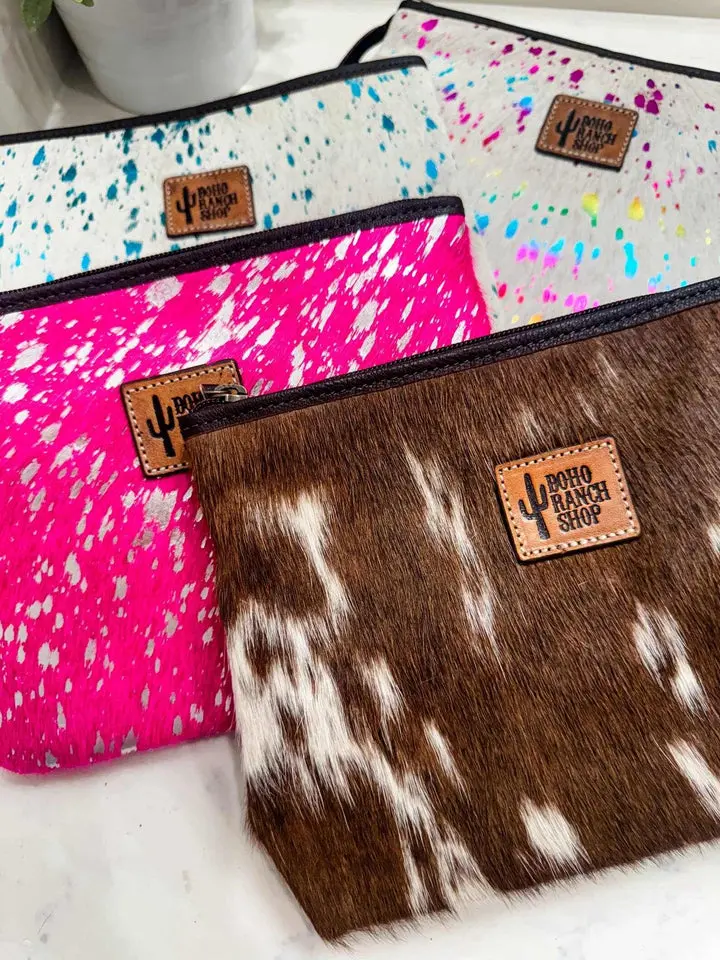 Boho Ranch Shop Western Cowhide Makeup Bag Travel