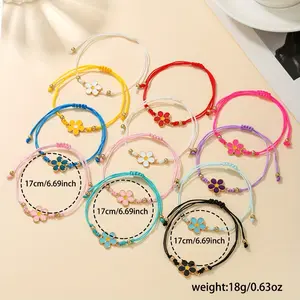 12-piece set of cute and colorful floral element handmade woven bracelets