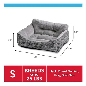Vibrant Life Lounge Pet Bed - Small 21x17 - Durable and Soft