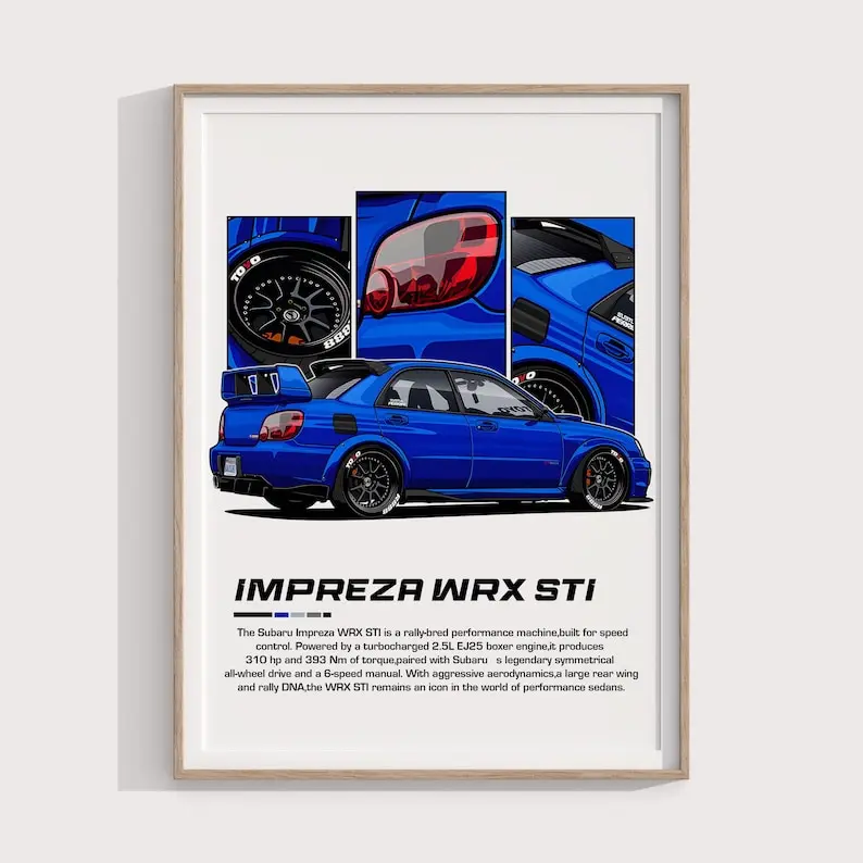 Subaru Impreza WRC Poster Gift for Rally Fans & Collectors Classic Rally Car Wall Art and Motorsport Decor - No Frame