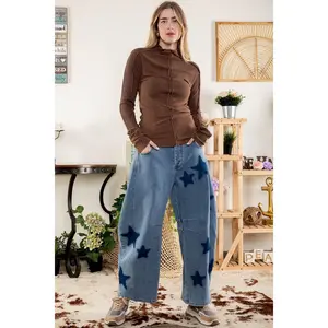 Star Eyes Barrel Painted Star Jeans - As Seen in the Description