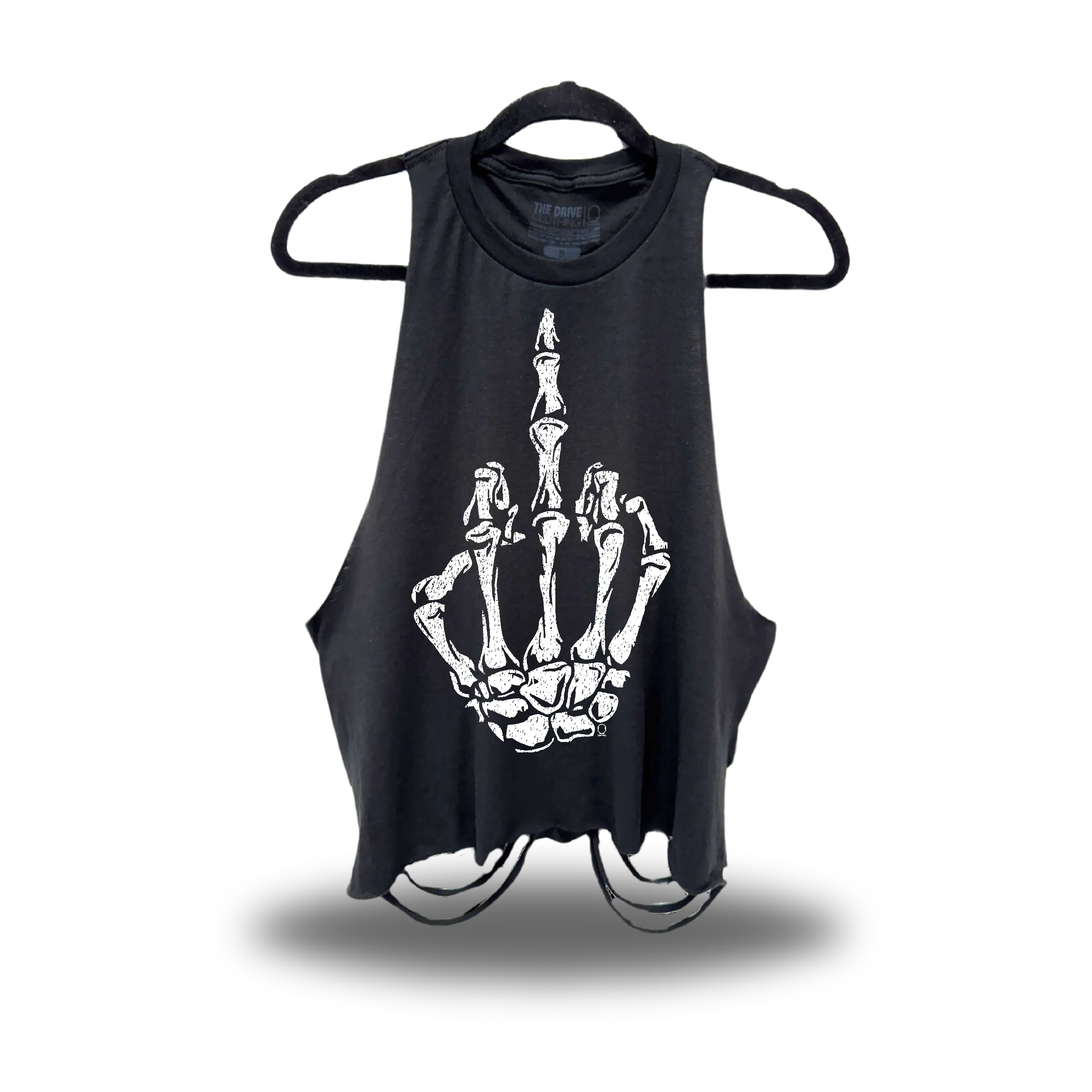 TheDriveClothing Middle Finger Black Crop Tank Top – Vintage Streetwear Graphic Crop Top, Women’s Oversized Y2K Grunge Biker Fashion Cotton Tank, Casual Gym Outfit Apparel