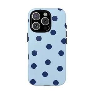 blue monochrome medium polka dot classic preppy it girl cool girl trendy fun cute classy protective phone case