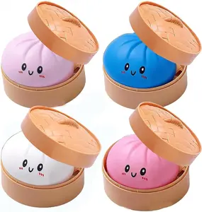 Large Dumpling Squishy Stress Ball, 4 Inch Jumbo Rainbow Mystery Squishy Bun Sensory Toys for Anxiety Relief Fidget, Soft Squeeze Toys for Adults & Kids, Classroom Prizes & Party Favors (4pcs*A)_P