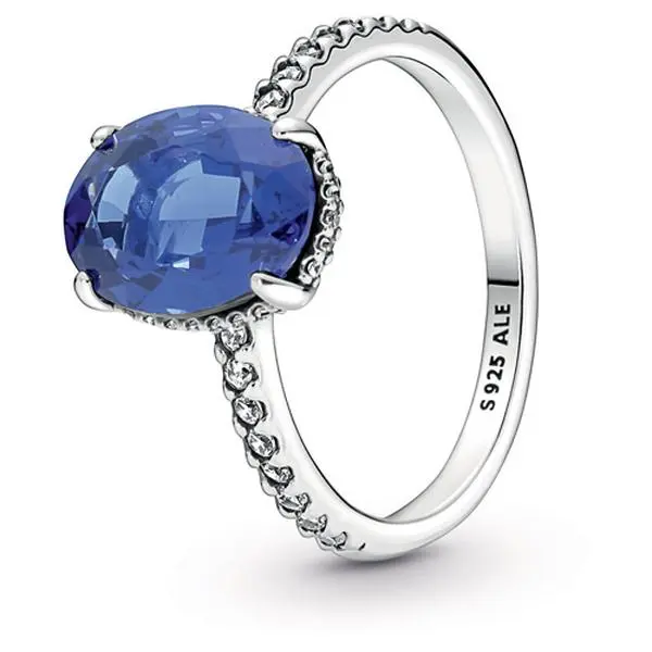 Pandora Sparkling Statement Halo Silver Ring, Sparkling Look, Statement Wear, 190056C01-52, Crystals, Glamour, Hand-Finished, Layered With Other Rings, Oval, Pave Halo