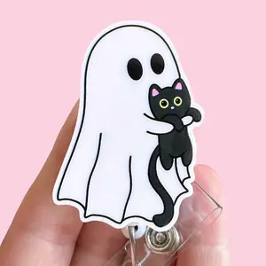 Glitter My Badge Halloween ghost nurse badge reel for nurse and hospital workers. Badge clip Badge pull - Retractable swivel clip with a 360 rotation. Great gift for coworker. Healthcare