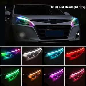 App Control RGB Daytime Running Light DRL Flowing Turn Signal Lights Multiple Modes And Colors 12V Car Decorative Light Strip Led Car Ambient Light Led Car Lights