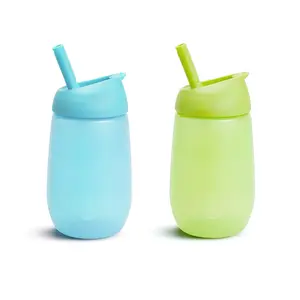 Toddler Sippy Cup with Easy Clean Straw, 10 Ounce, 2 Pack, Blue/Green