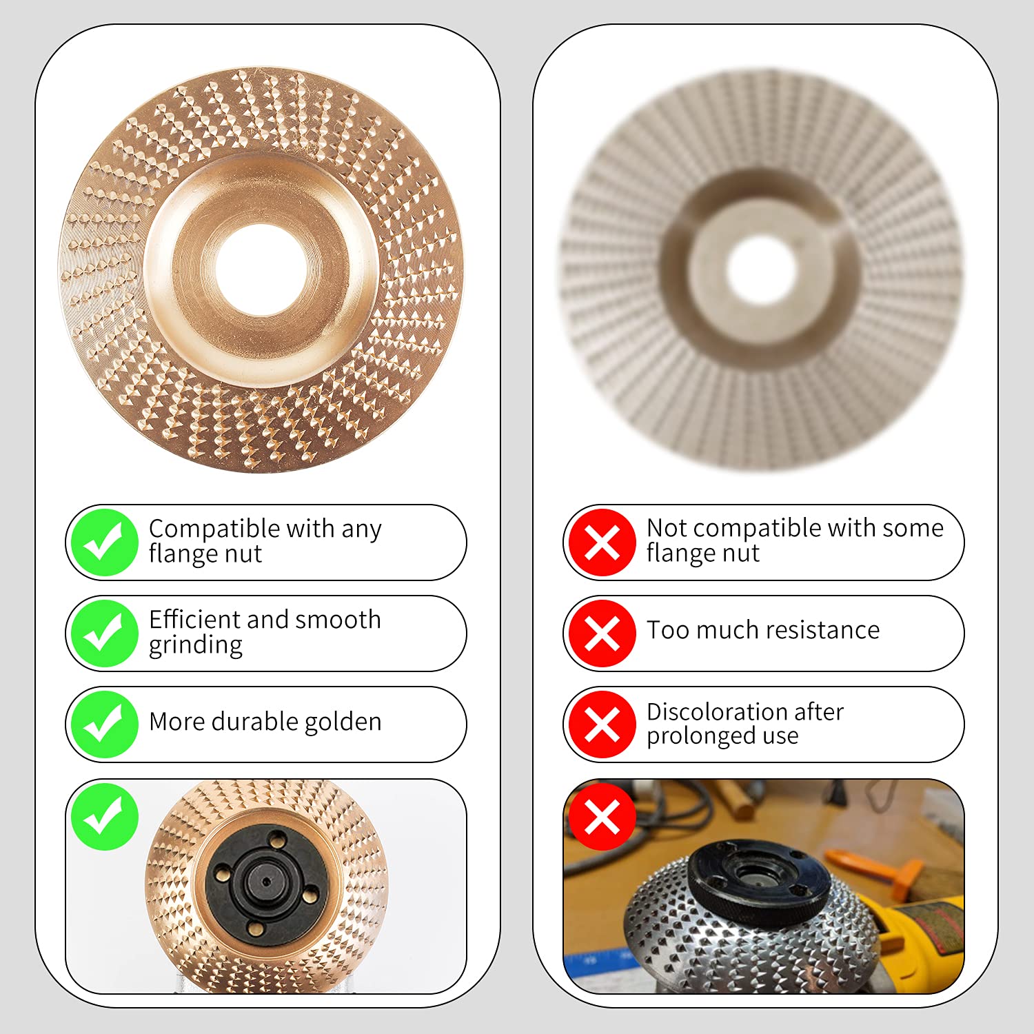 3PCS Wood Carving Disc Set for 4" or 4 1/2" Angle Grinder with 5/8"Arbor, Grinding Wheel Shaping Disc for Wood Cutting, Grinder CuttingWheel Attachments 3PCS Wood Carving Disc Set for 4" or 4 1/2" Angle Grinder with 5/8"Arbor, Grinding Wheel Shaping Disc for Wood Cutting, Grinder CuttingWheel Attachments